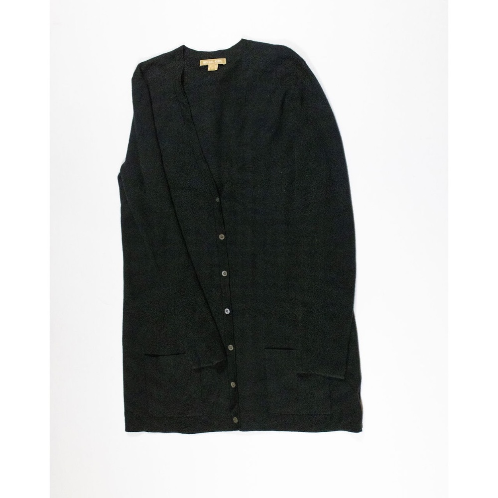 Michael Kors Super Cashmere Lightweight Knit Button Front Cardigan Sweater Black